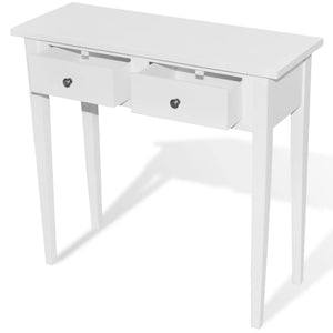 Tavolo Consolle 2 Cassetti Bianco 79x30x74 cm