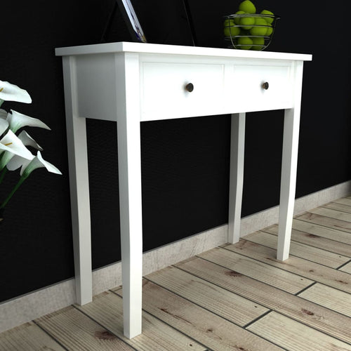 Tavolo Consolle 2 Cassetti Bianco 79x30x74 cm