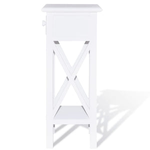 Tavolino Laterale con Cassetto Bianco