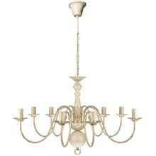 Charger l&#39;image dans la galerie, Lampadario Stile Antico Metallo Bianco 8 Lampadine