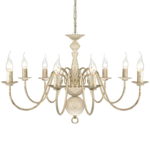 Lampadario Stile Antico Metallo Bianco 8 Lampadine