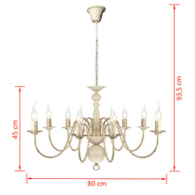 Charger l&#39;image dans la galerie, Lampadario Stile Antico Metallo Bianco 8 Lampadine