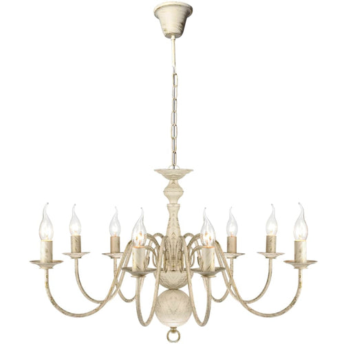 Lampadario Stile Antico Metallo Bianco 8 Lampadine