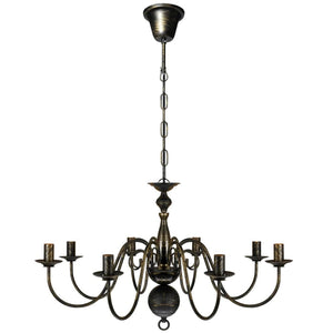 Lampadario Stile Antico Metallo Nero 8 Lampadine