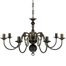 Charger l&#39;image dans la galerie, Lampadario Stile Antico Metallo Nero 8 Lampadine