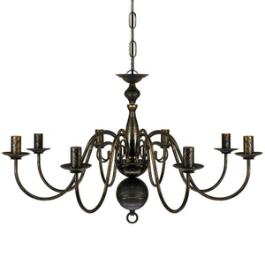 Lampadario Stile Antico Metallo Nero 8 Lampadine