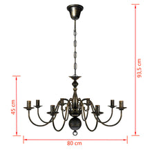 Charger l&#39;image dans la galerie, Lampadario Stile Antico Metallo Nero 8 Lampadine