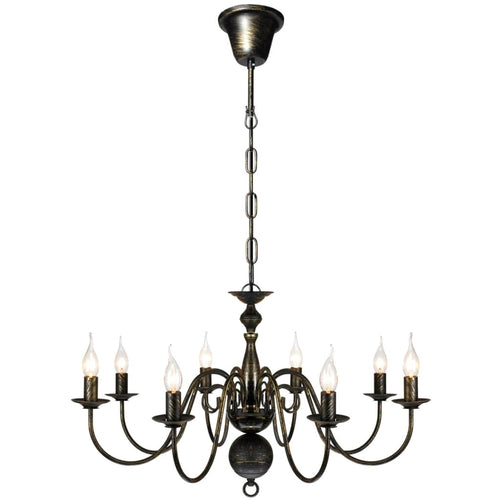 Lampadario Stile Antico Metallo Nero 8 Lampadine