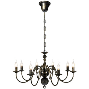 Lampadario Stile Antico Metallo Nero 8 Lampadine