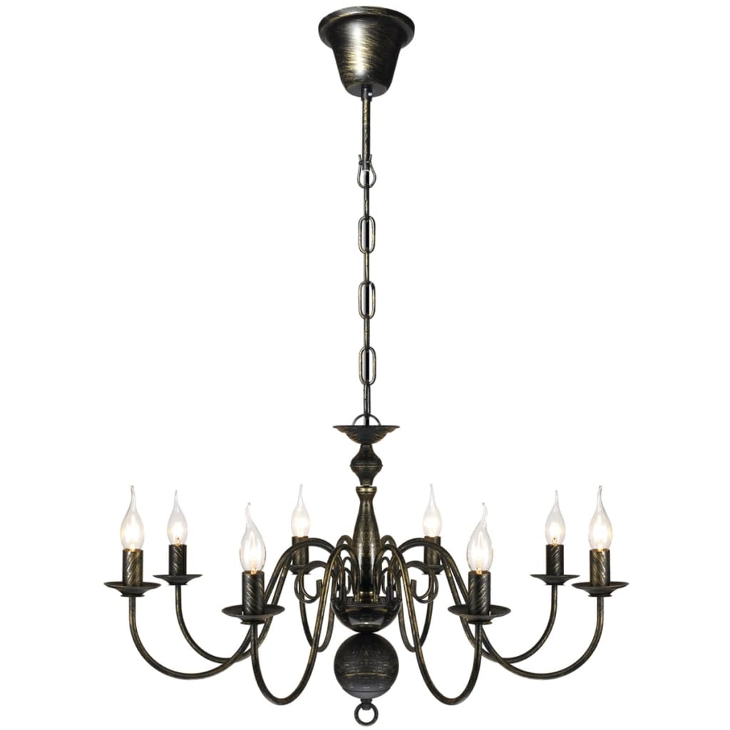Lampadario Stile Antico Metallo Nero 8 Lampadine