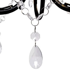 Lampadario Nero in Metallo con Perline Cristallo