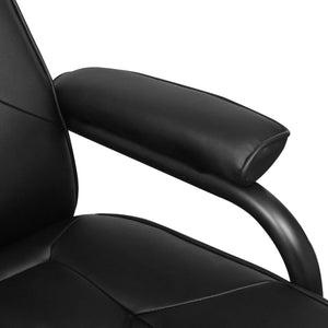 Poltrona TV con Pouf Poggiapiedi Nera in Similpelle