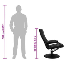 Carica l&#39;immagine nel visualizzatore di Gallery, Poltrona TV con Pouf Poggiapiedi Nera in Similpelle