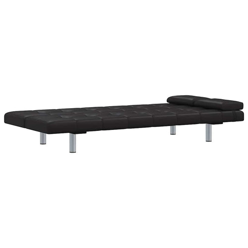Divano Letto con 2 Cuscini in Similpelle Regolabile Nero