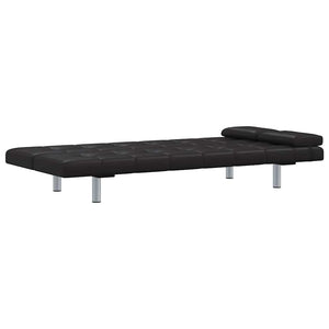 Divano Letto con 2 Cuscini in Similpelle Regolabile Nero
