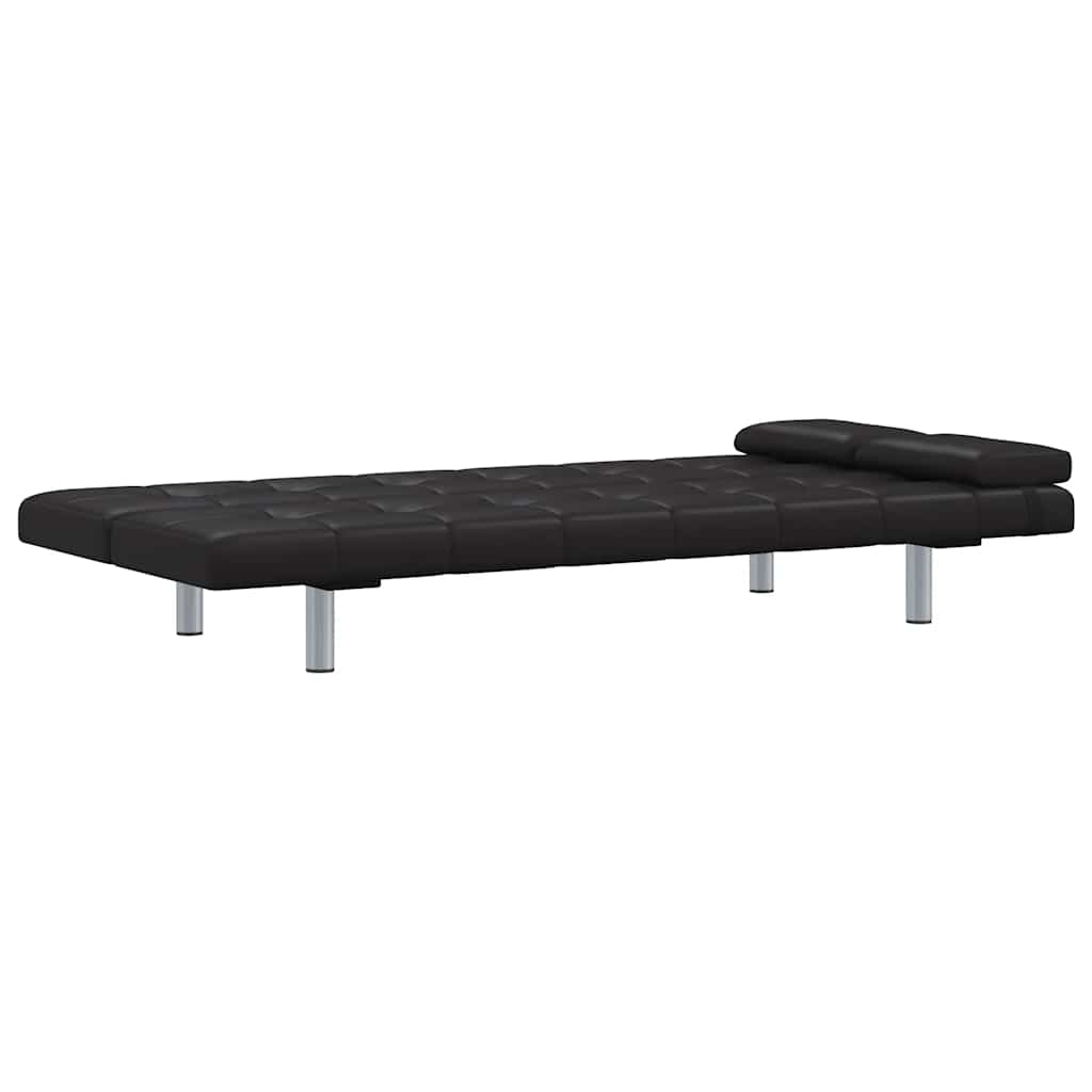 Divano Letto con 2 Cuscini in Similpelle Regolabile Nero