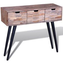 Laden Sie das Bild in den Galerie-Viewer, Tavolo Consolle con 3 Cassetti in Legno di Recupero di Teak