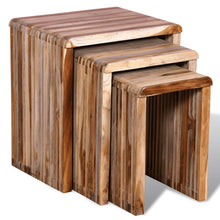 Indlæs billede til gallerivisning Tavolini Impilabili Set 3 pz in Legno di Recupero di Teak