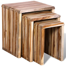 Indlæs billede til gallerivisning Tavolini Impilabili Set 3 pz in Legno di Recupero di Teak