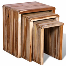 Indlæs billede til gallerivisning Tavolini Impilabili Set 3 pz in Legno di Recupero di Teak