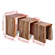 Indlæs billede til gallerivisning Tavolini Impilabili Set 3 pz in Legno di Recupero di Teak