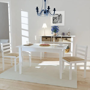 Sedie da Pranzo 2 pz Bianche Legno Massello di Hevea e Velluto