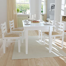 Load image into Gallery viewer, Sedie da Pranzo 4 pz Bianche Legno Massello di Hevea e Velluto