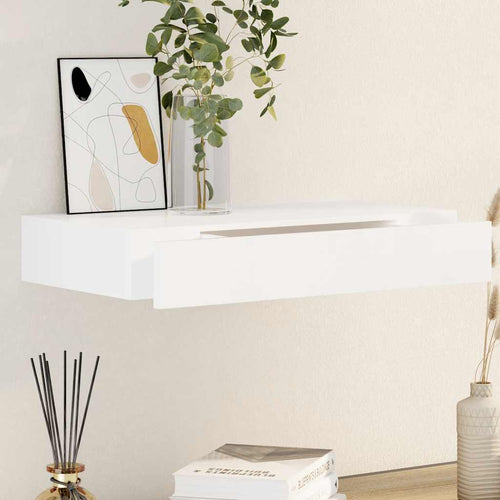 Pensile per Pareti Bianco in MDF con 1 Cassetto