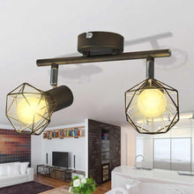 Carica l&#39;immagine nel visualizzatore di Gallery, Plafoniera Industriale 2 Lampadine a Incandescenza a LED Nero