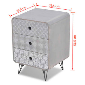 Armadietto Laterale con 3 Cassetti Grigio