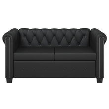 Carica l&#39;immagine nel visualizzatore di Gallery, Divano Chesterfield a 2 Posti in Finta Pelle Nero