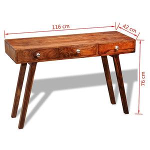 Tavolo Consolle con 3 Cassetti 76 cm Legno Massello di Acacia