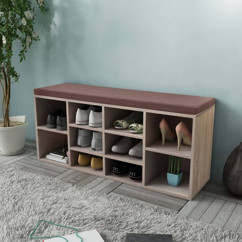 Panca Pouf PortaScarpe 10 Scomparti Colore Rovere