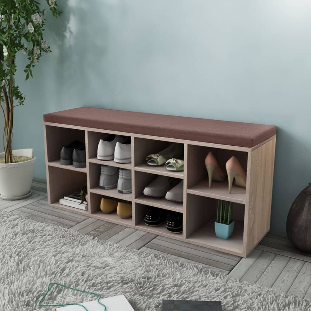 Panca Pouf PortaScarpe 10 Scomparti Colore Rovere