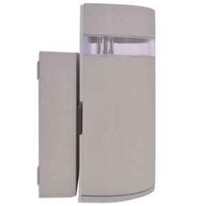 Applique da parete per esterno semi-cilindrica in alluminio grigio