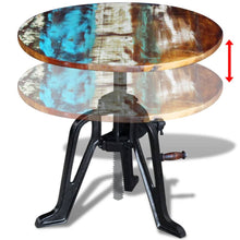 Carica l&#39;immagine nel visualizzatore di Gallery, Tavolino in Legno Massello Anticato e Ghisa 60x(42-63) cm