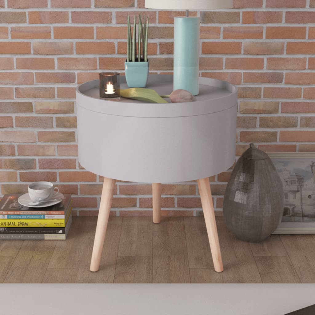 Tavolinetto Vassoio Rotondo 39,5x44,5 cm Grigio