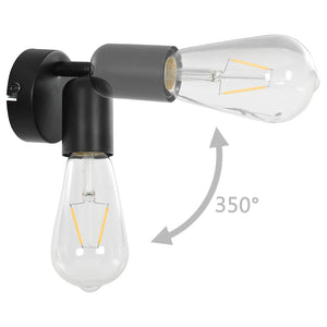 Faretti 2 pz con Lampadine a Incandescenza 2 W Nero E27