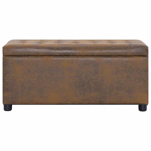 Cassapanca Pouf 87,5 cm Marrone in Similpelle Scamosciata