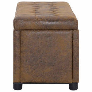 Cassapanca Pouf 87,5 cm Marrone in Similpelle Scamosciata