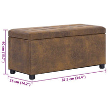 Load image into Gallery viewer, Cassapanca Pouf 87,5 cm Marrone in Similpelle Scamosciata