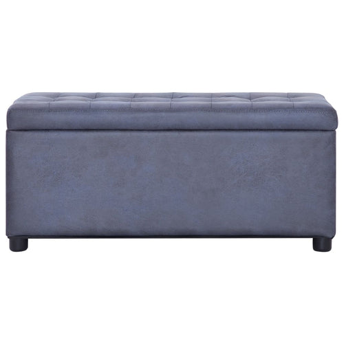 Cassapanca Pouf 87,5 cm Grigia in Similpelle Scamosciata