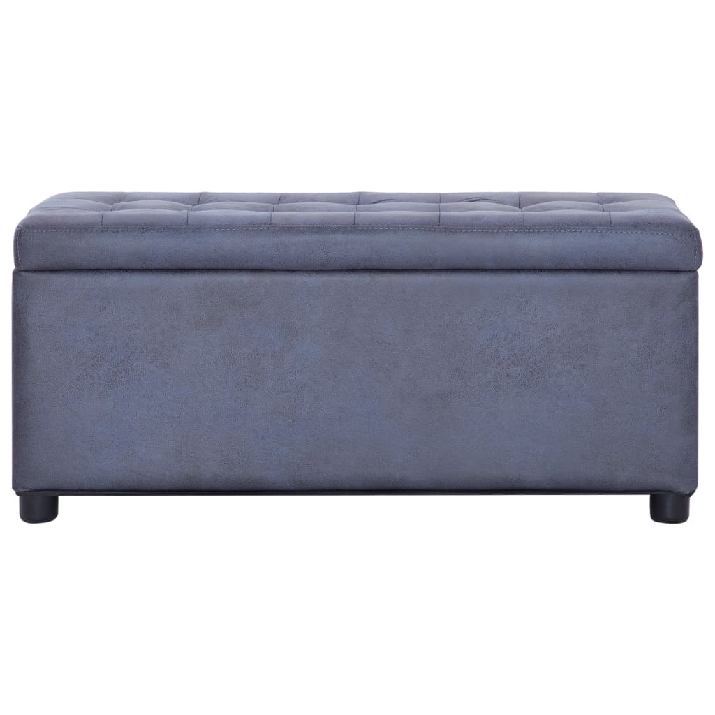 Cassapanca Pouf 87,5 cm Grigia in Similpelle Scamosciata