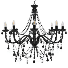 Charger l&#39;image dans la galerie, Lampadario con Perline Nero 8 Lampadine