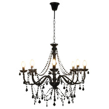 Charger l&#39;image dans la galerie, Lampadario con Perline Nero 8 Lampadine