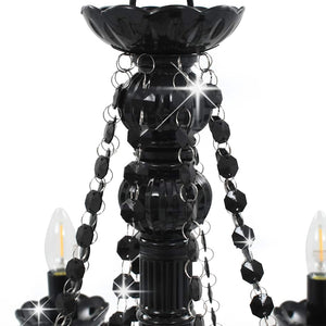 Lampadario con Perline Nero 8 Lampadine