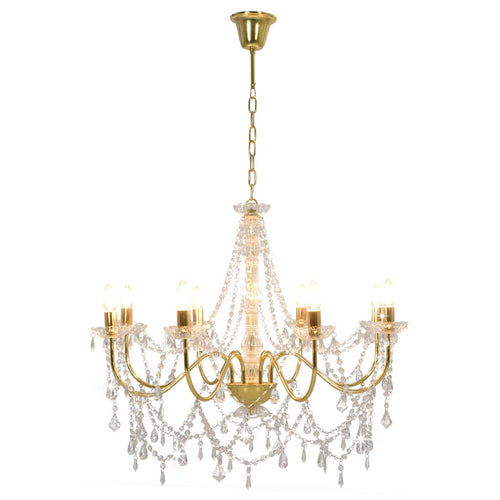 Lampadario con Perline Dorato 8 Lampadine