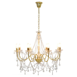 Lampadario con Perline Dorato 8 Lampadine