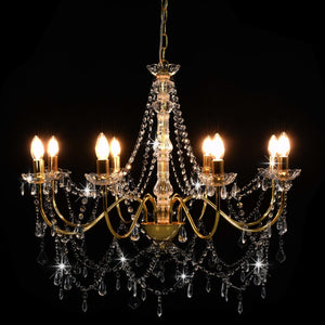 Lampadario con Perline Dorato 8 Lampadine