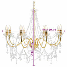 Laden Sie das Bild in den Galerie-Viewer, Lampadario con Perline Dorato 8 Lampadine